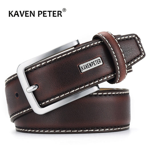 Fashion Men Belts Genuine Leather Luxury Designer Brown Vintage Waist Belt For Jeans Cinturon Cowboy Hombre Dropshipping