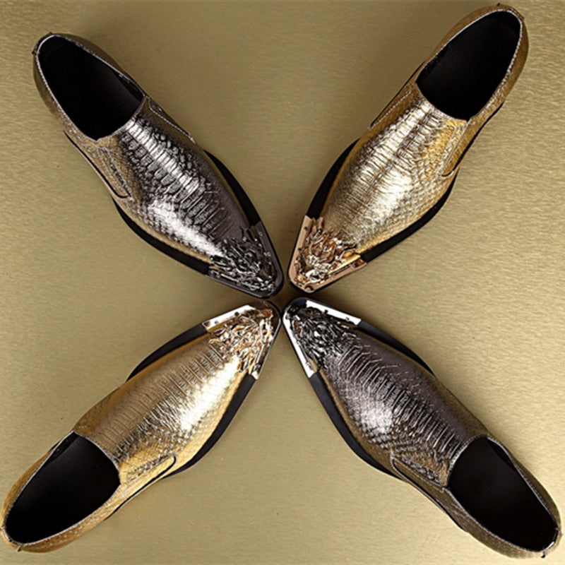 Shoes Men Classic Dress Loafers outdoor fashion Slip On Formal Leather Shoes For Men gold club party Business Shoes men