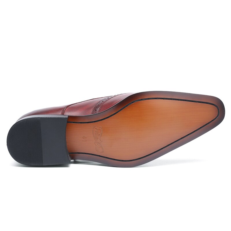 FELIX CHU High Quality Genuine Leather Men Formal Shoes Party Pointed Toe Dressy Wedding Burgundy Black Monk Strap Dress Shoes