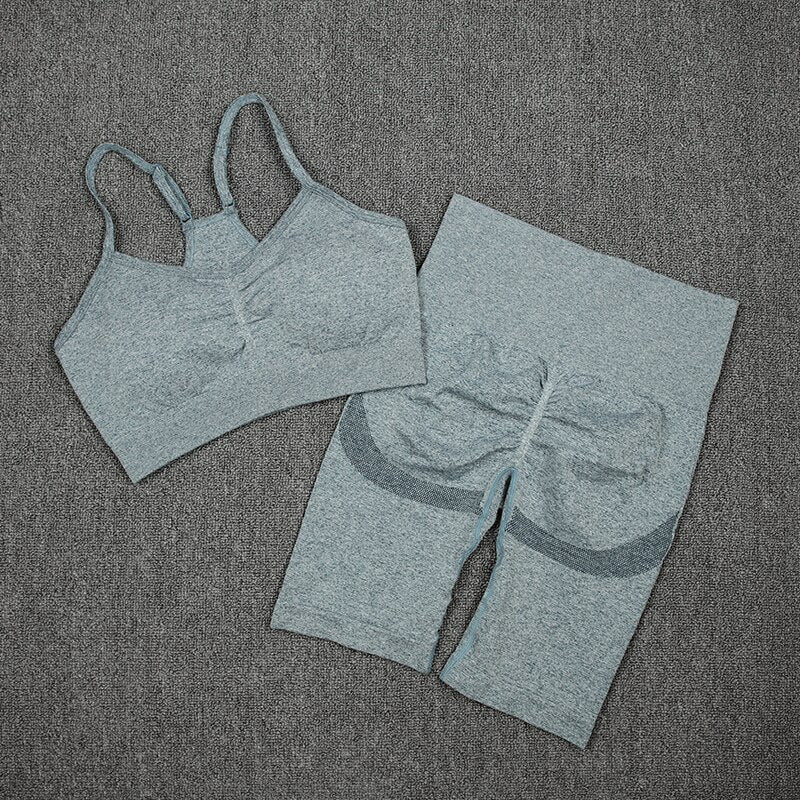 NORMOV Yoga Sets 2/3/4 Pieces Sports Seamless Fitness Suits Gym Sexy Sets 2021 Long Short Women Set Workout Sportswear