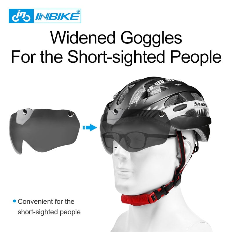 INBIKE Cycling Helmet Ultralight Bicycle Helmets Man with Goggles MTB Bike Helmet Men Women Mountain Road Sport Specialiced MX-3