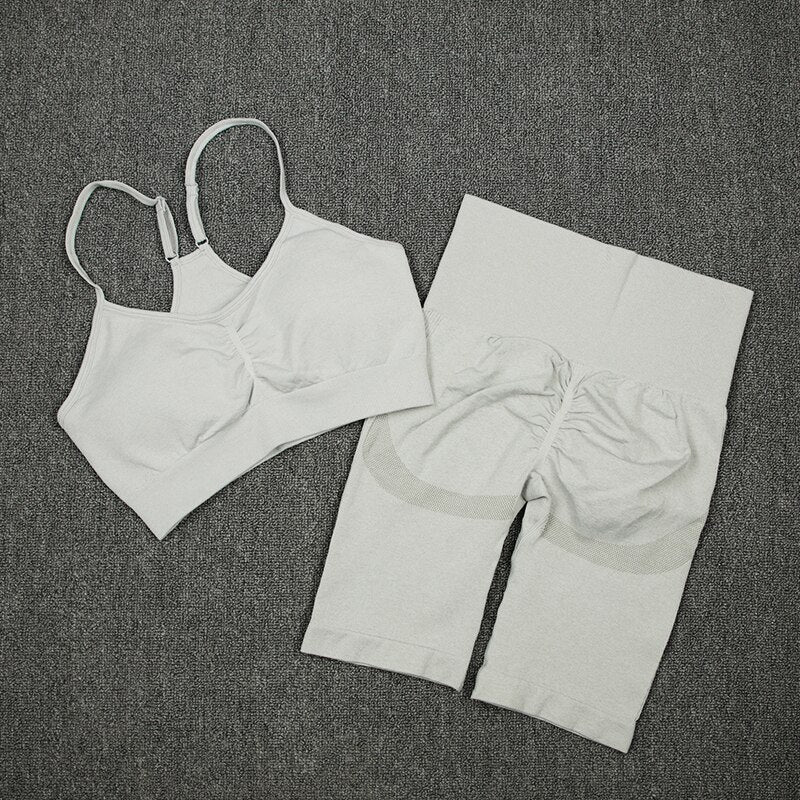 NORMOV Yoga Sets 2/3/4 Pieces Sports Seamless Fitness Suits Gym Sexy Sets 2021 Long Short Women Set Workout Sportswear