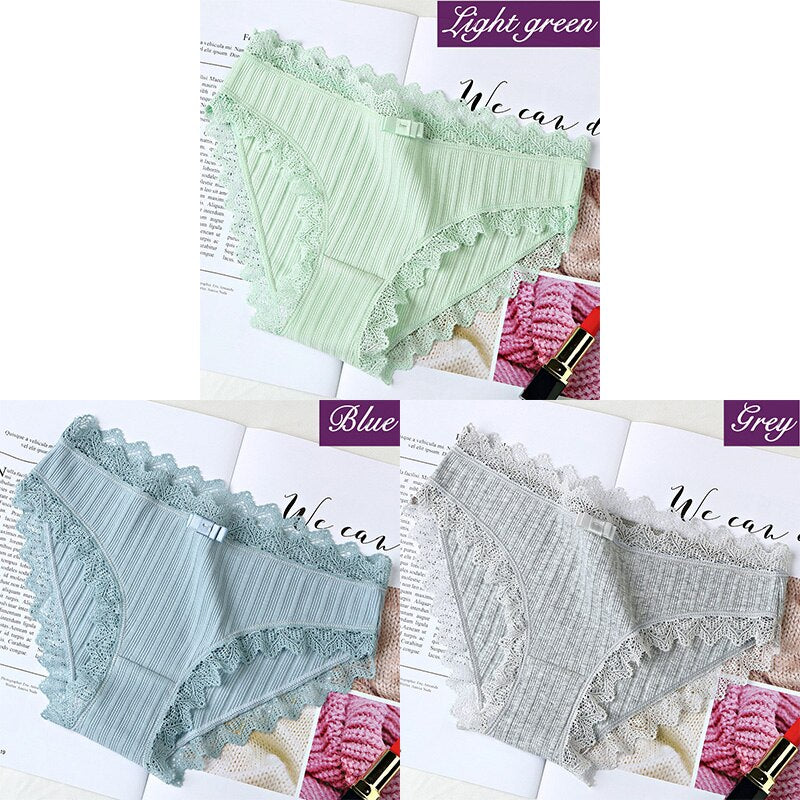 3Pcs Cotton Panties Female Underpants Sexy Panties For Women Lace Briefs Underwear Comfortable Ladies Pantys Lingerie 6 Color