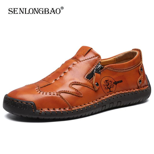 New Breathable Men&#39;s Shoes Outdoor Loafers Flat Moccasins Fashion Men&#39;s Driving Shoes Comfortable Genuine Leather Casual Shoes