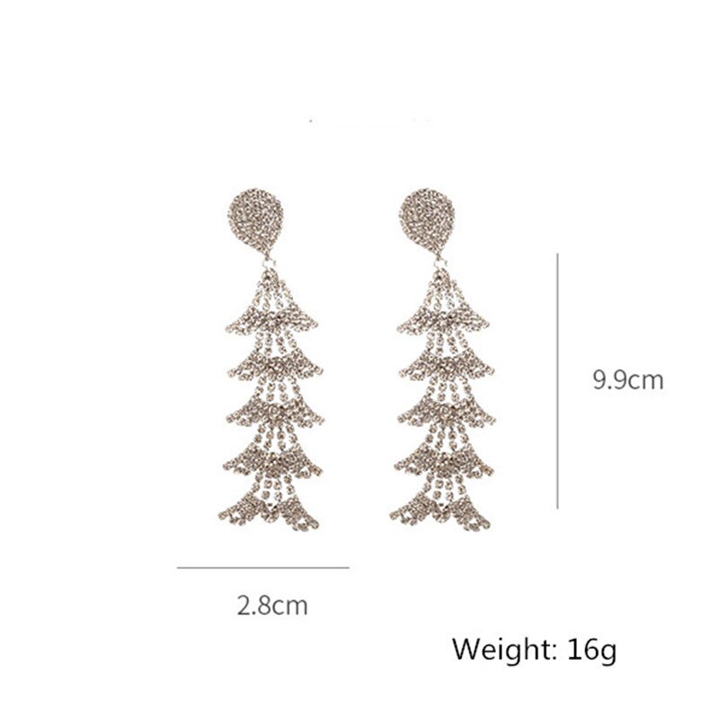 FYUAN Geometric Water Drop Crystal Earrings for Women Bijoux Long Tassel Rhinestone Dangle Earrings Statement Jewelry