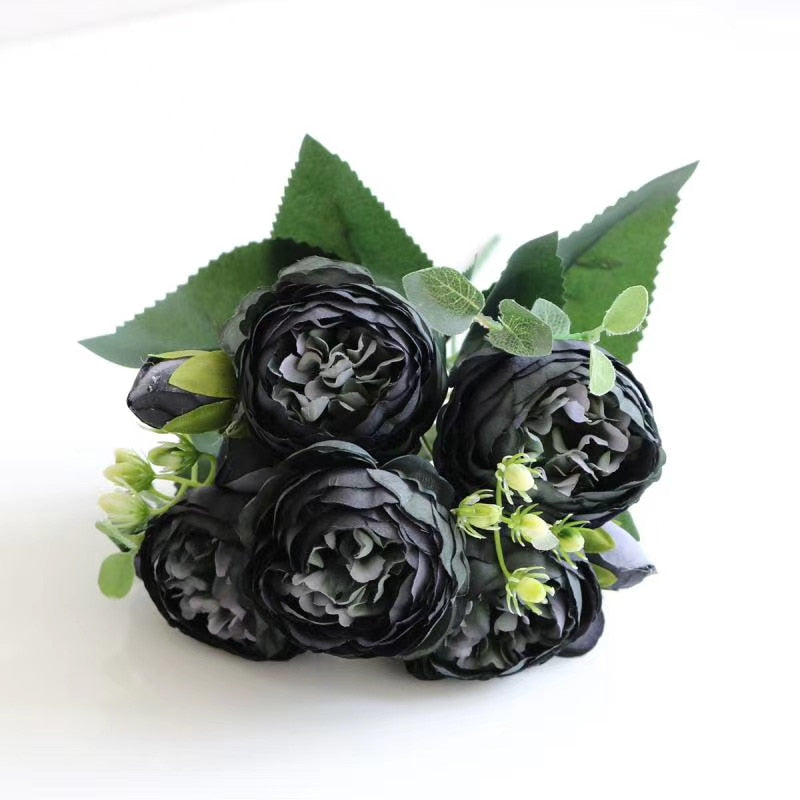 1 Bundle Silk Peony Bouquet Home Decoration Accessories Wedding Party Scrapbook Fake Plants Diy Pompons Artificial Roses Flowers
