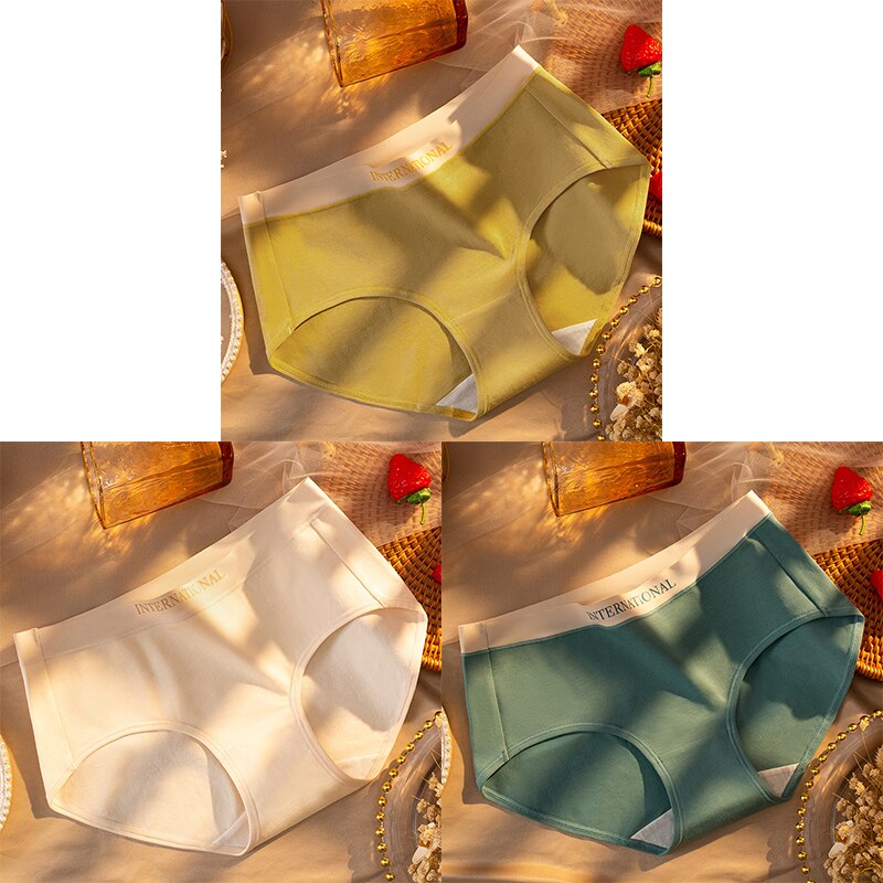 Women Cotton Panties Letter Large Size Briefs Antibacterial Underpants Female Lingerie Intimates Skin- Friendly Underwear