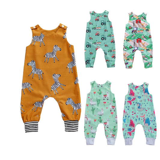 Citgeett Summer Newborn Baby Boys Girls Cotton Romper Sleeveless Button Jumpsuit Playsuit Overalls Casual Outfits