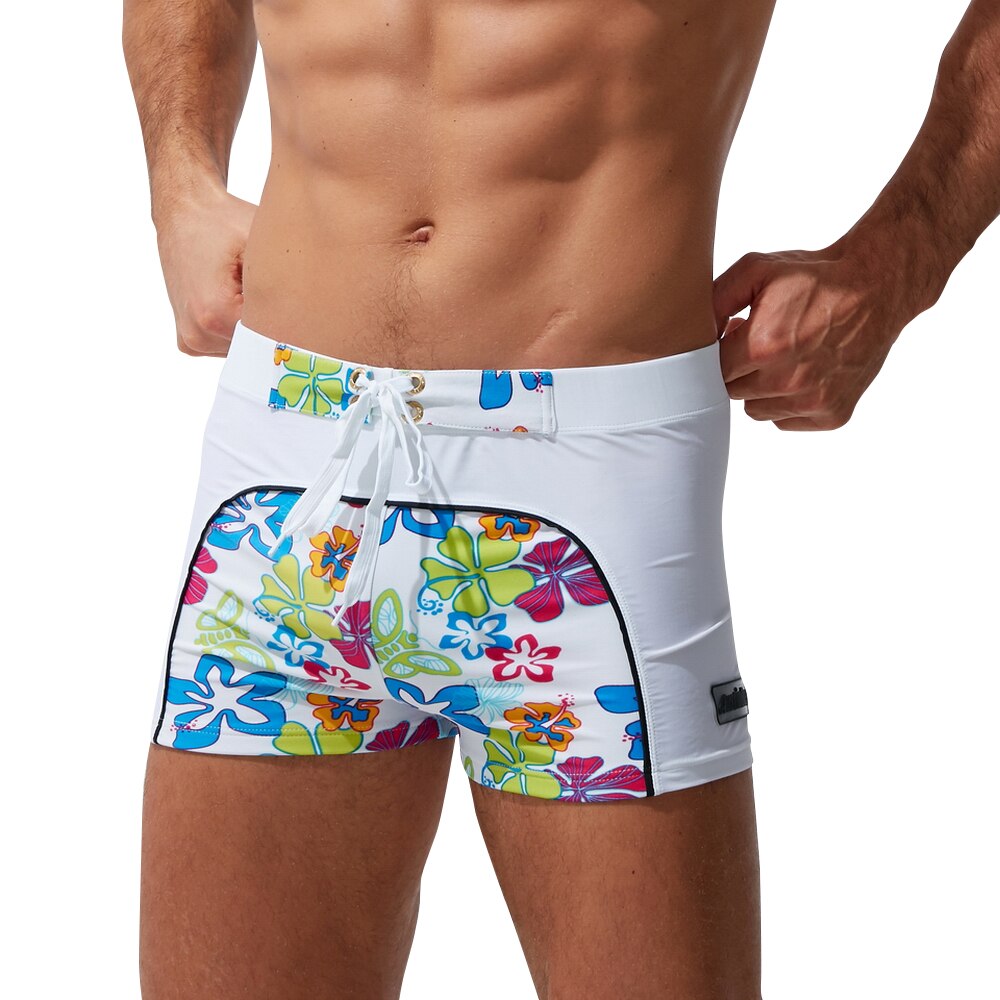 Heavywood Summer Men&#39;s Swimming Trunks Waterproof Swimwear Shorts Color Printed Nylon Boxer Swimsuit Male Swim Surf Beach Shorts