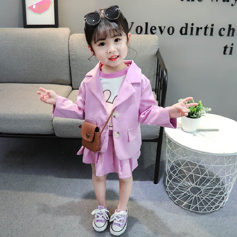 Girls Suit Set Solid Jacket + Pants Clothes For Girls Spring Autumn Girls Sets Clothing Casual Style Tracksuits For Children