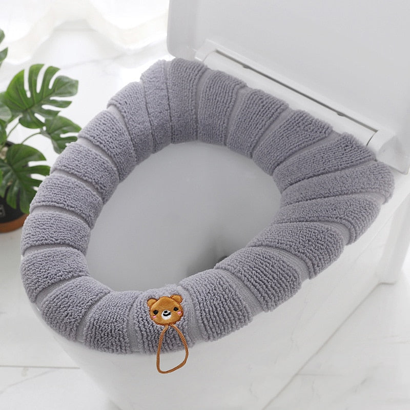 Toilet Seat Cover Home Winter Heated Washable Toilet Seat Lid Bathroom Supplies Soft Toilet Pad Case Waterproof Bathroom Cover