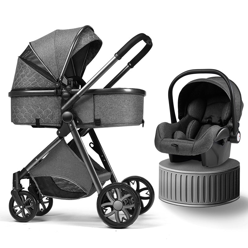 Luxury Multifunctional Baby Stroller 3 in 1 High Landscape Baby Pram Adjustable Baby Bassinet Infant Carseat Free Shipping