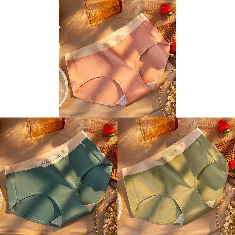 Women Cotton Panties Letter Large Size Briefs Antibacterial Underpants Female Lingerie Intimates Skin- Friendly Underwear