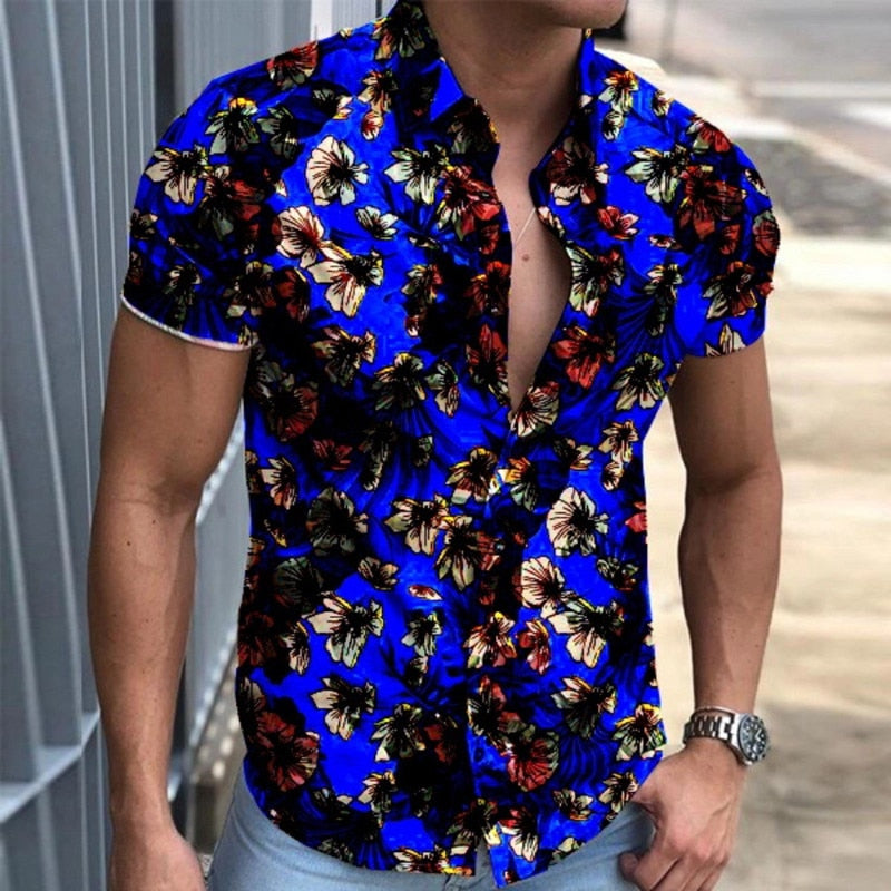 2022Summer New Mens Vintage Striped Shirt Fashion Casual Luxury Shirt Short Sleeve Hawaii Shirts For Men Blusas Camisa Masculina