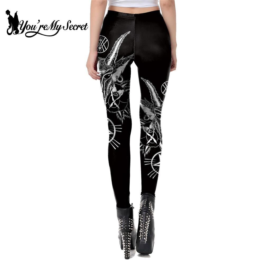 [You&#39;re My Secret] NEW Ouija Leggings Women Satan Devil Black Pants Baphomet Dark Gothic Leggins Lucifer Fitness Workout Legins