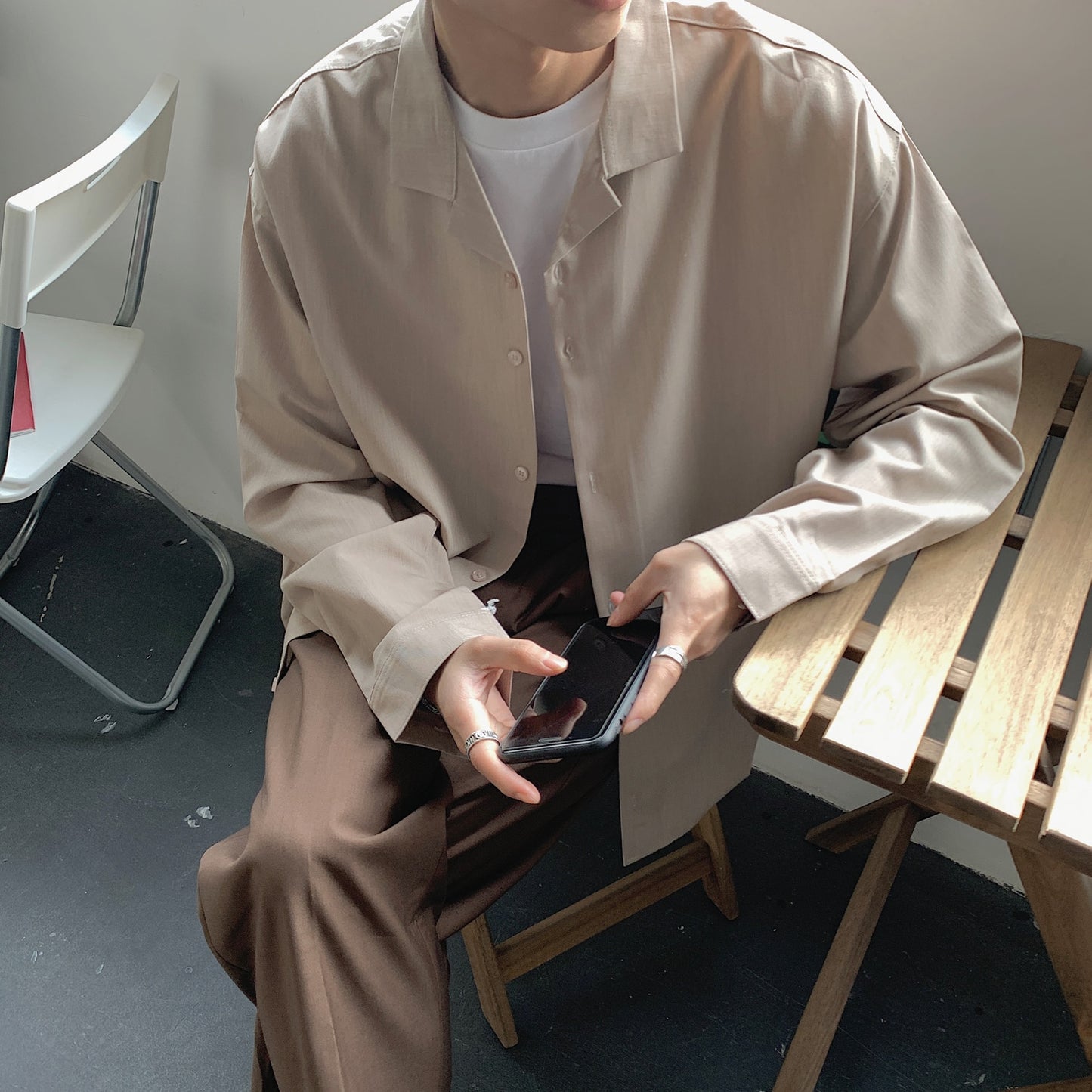 Long Sleeve Suit Coats Shirts Mens Fashion Loose Shirts Camisa Masculina Men&#39;s 2022 New Collar Lining Loose Casual Shirts Full