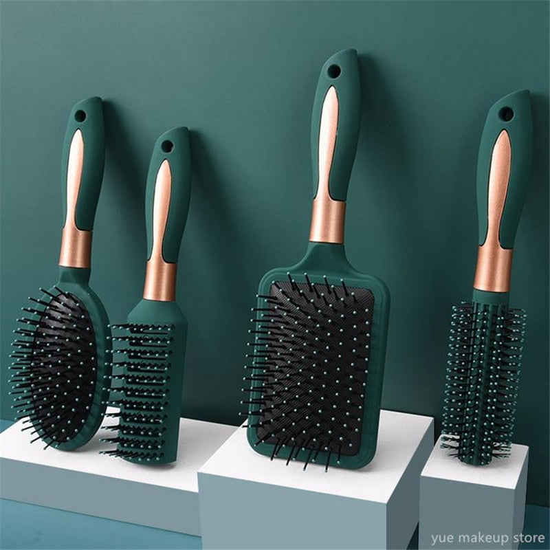 1/4PCS Gold Green Hair Brush Scalp Massage Comb Hairbrush Wet Curly Detangle Hair Brush For Salon Hairdressing Styling Tools 2#1