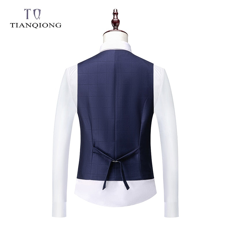 TIAN QIONG Plaid Suits Men 2020 New Style Designer Suits Slim Fit Wedding Suits for Men 3 Pieces Suit (Jacket+Pants+Vest)