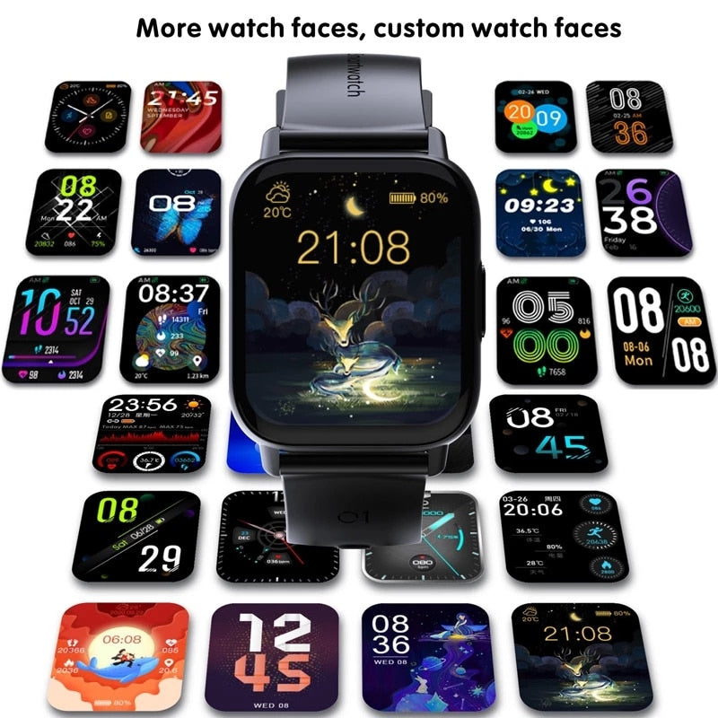 New 1.69 Inch Smart Watch Men Body Temperature Full Touch Screen Smartwatch Women Accurate Oxygen Monitor Clock 2021 PK P8
