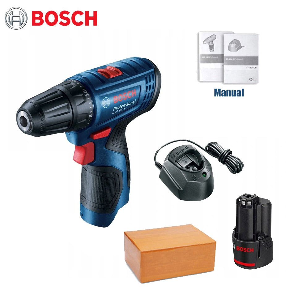 Original Bosch Electric Drill GSR 120-LI 12V Rechargeable Cordless Electric Drill Multi-function Home DIY Screwdriver Power Tool