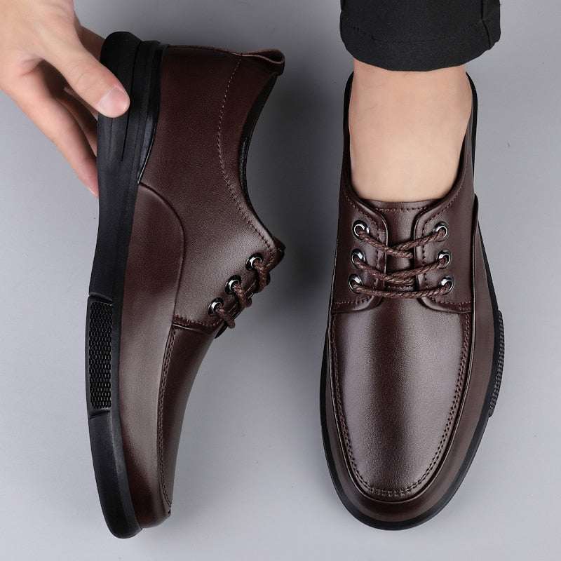 Men Casual Shoes Men Genuine Leather oxfords lace up Breathable Flats Shoes Luxury Brand Men Outdoor Walking Sneakers shoes men