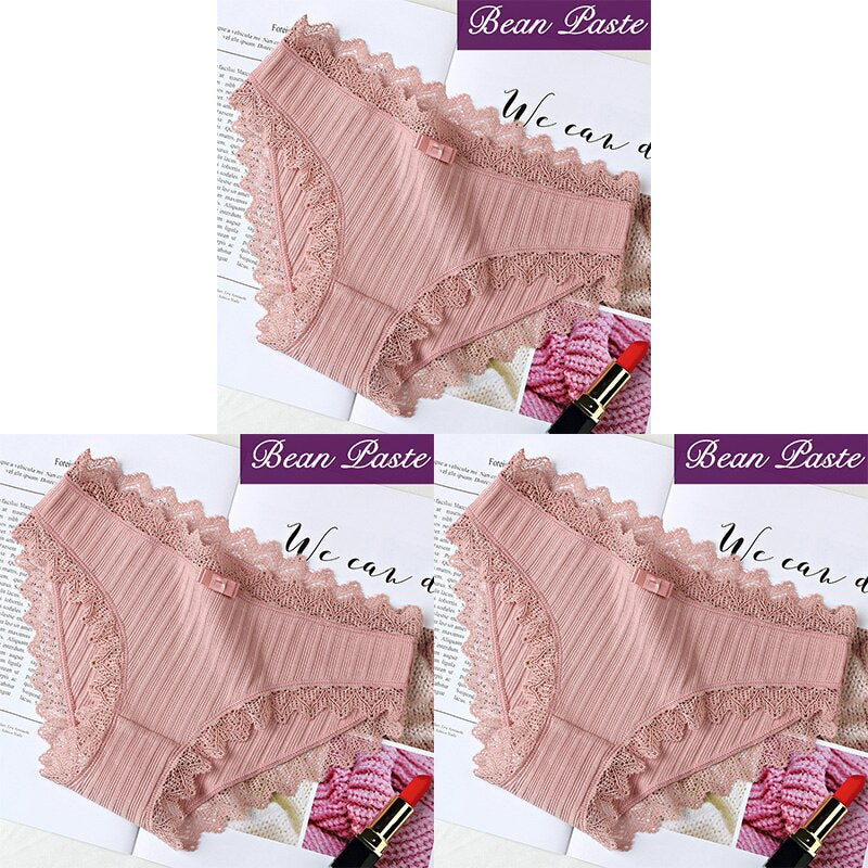 3Pcs Cotton Panties Female Underpants Sexy Panties For Women Lace Briefs Underwear Comfortable Ladies Pantys Lingerie 6 Color