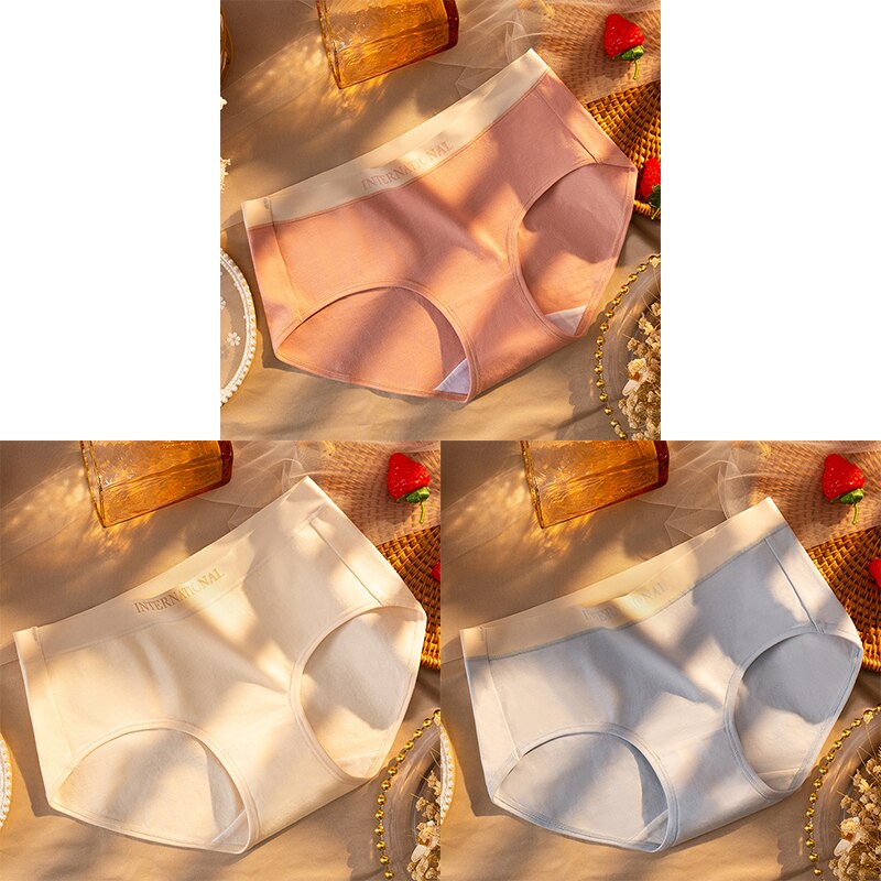 Women Cotton Panties Letter Large Size Briefs Antibacterial Underpants Female Lingerie Intimates Skin- Friendly Underwear