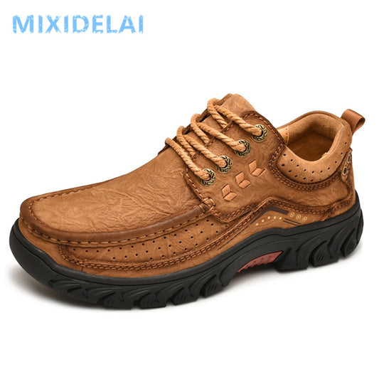 2023 New High Quality Men&#39;s Shoes 100% Genuine Leather Casual Shoes Waterproof Work Shoes Cow Leather Loafers Plus Size 38-46