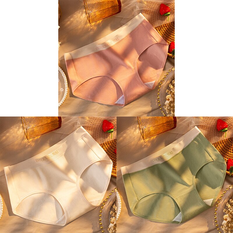 Women Cotton Panties Letter Large Size Briefs Antibacterial Underpants Female Lingerie Intimates Skin- Friendly Underwear