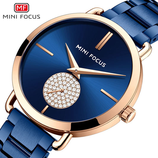 New MINI FOCUS Fashion Women&#39;s Watches Quartz Ladies Top Brand Luxury Waterproof Stainless Steel Clock Relogio Feminino gift box