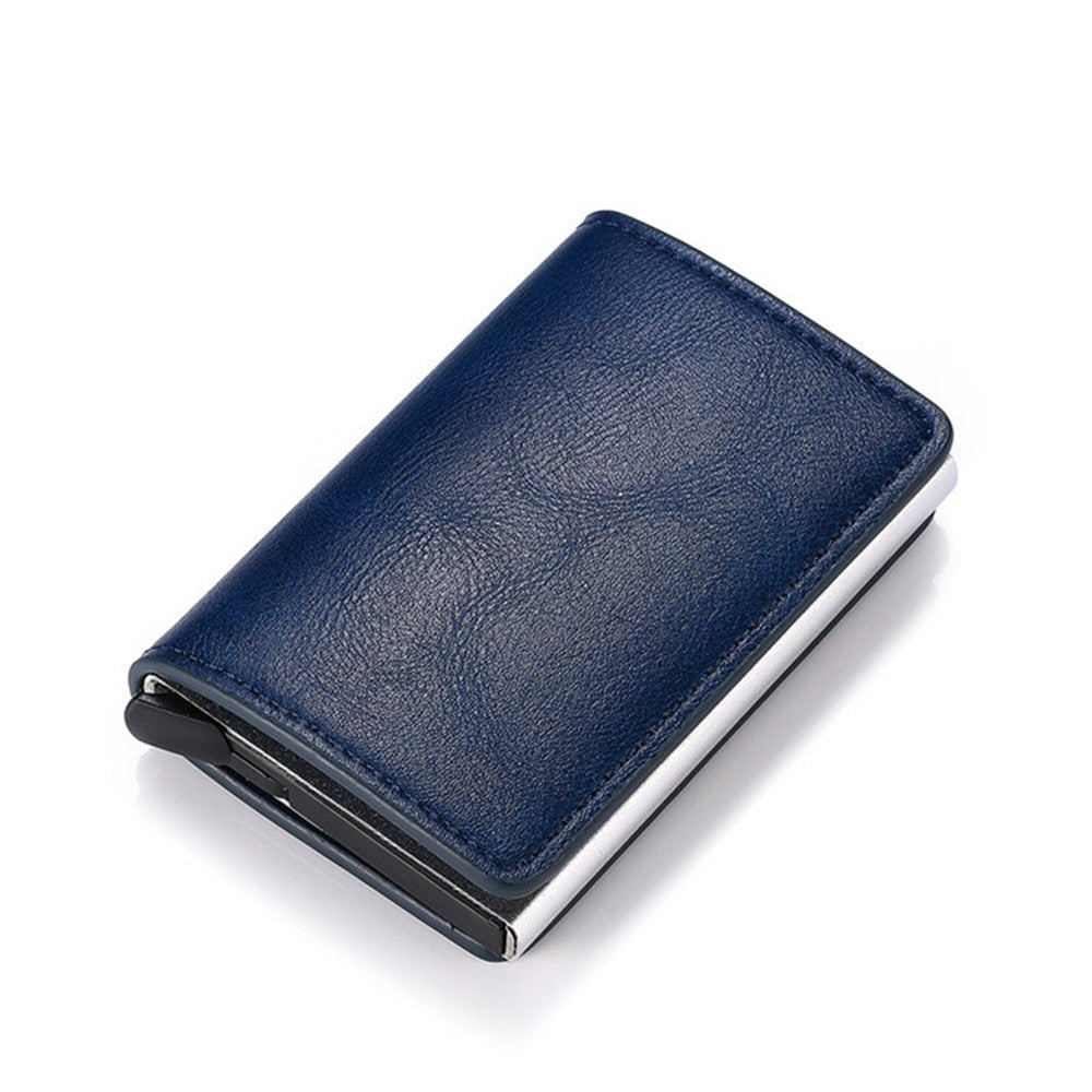 Customized 2022 Credit Card Holder Wallet Men Women RFID Aluminium Bank Cardholder Case Vintage Leather Wallet with Money Clips