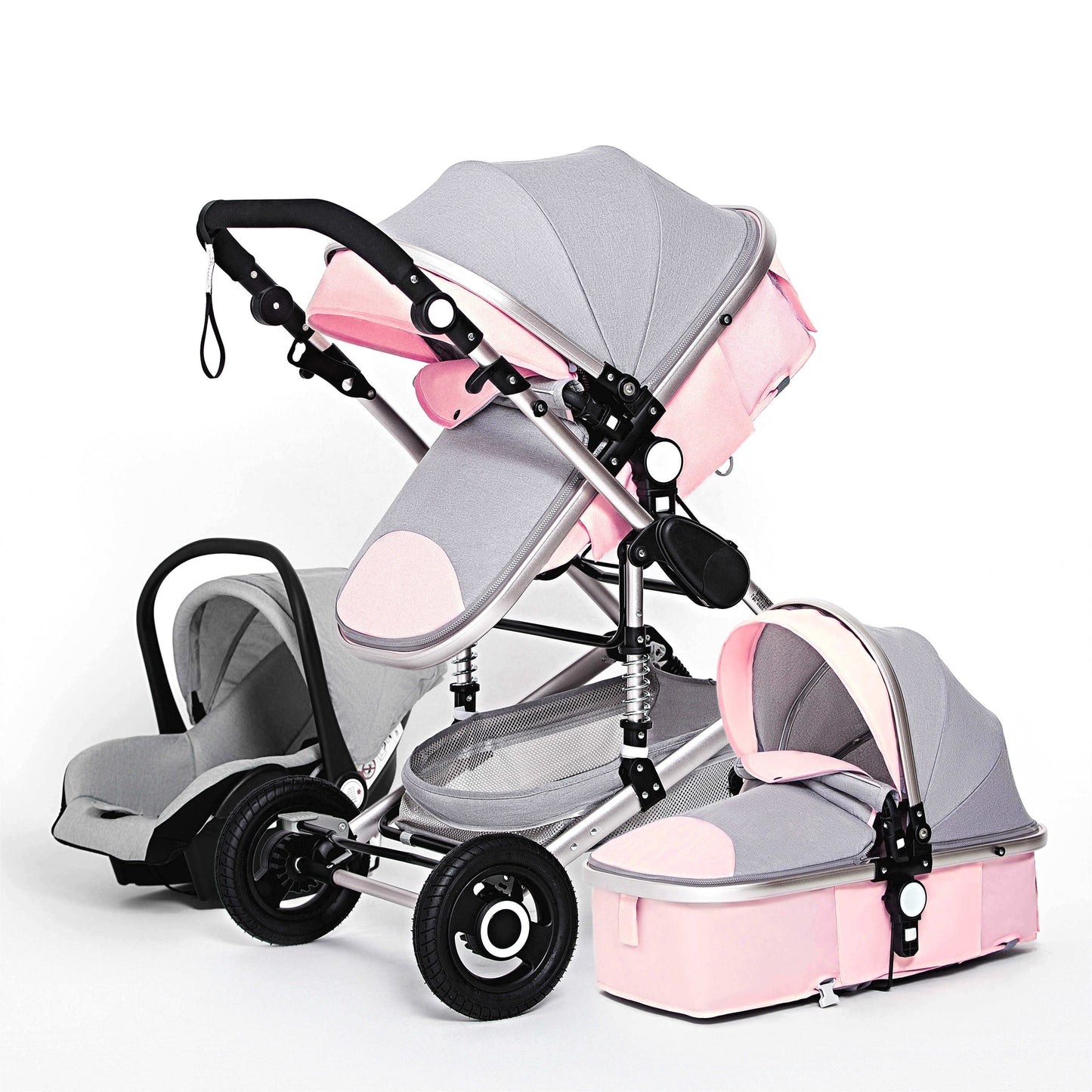 Luxurious Baby Stroller 3 in 1 Portable Travel Baby Carriage Folding Prams Aluminum Frame High Landscape Car for Newborn Baby