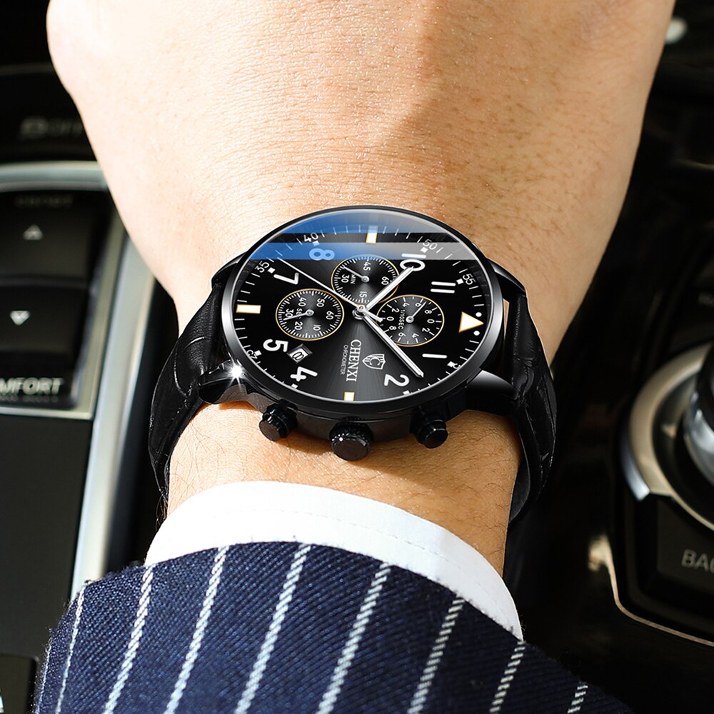CHENXI Fashion New Men Watches Sport Waterproof Top Brand Luxury Chronograph Quartz Watch Full Steel Men Clock Relogio Masculino