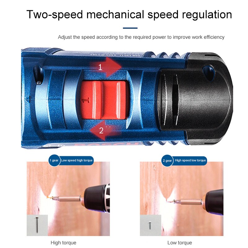 Bosch 3 In 1 Electric Drill GSB 120-LI 12V Rechargeable Cordless Impact Drill Multi-function Home DIY Screwdriver Power Tool