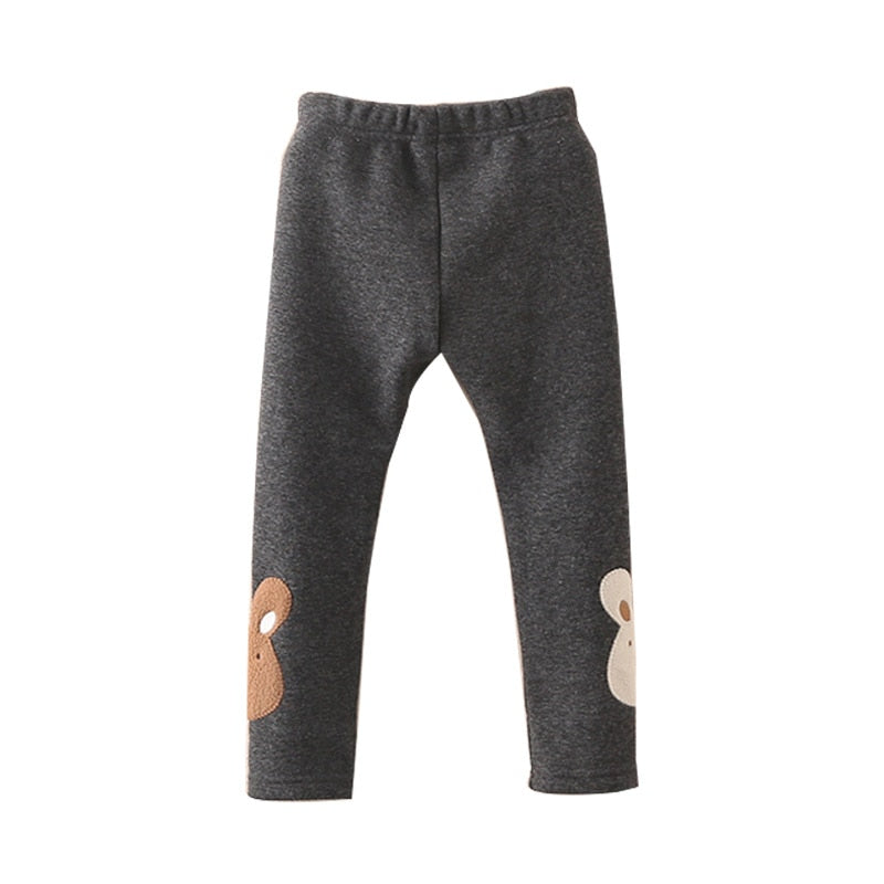 2022 Winter Warm 2 3 4 5 6 8 10 Years Children Cute Color Cartoon Patchwork Plus Velvet Thickening Leggings For Kids Baby Girls