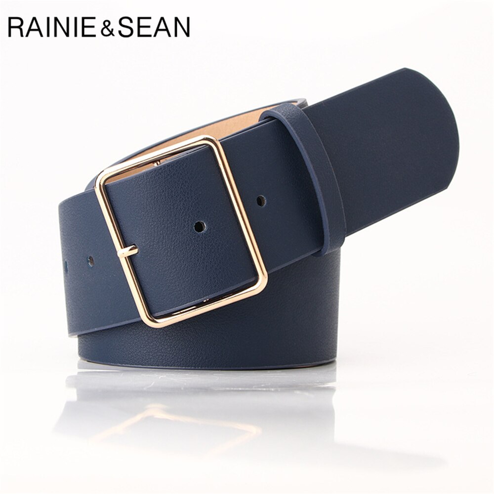 RAINIE SEAN Army Green Women Belt Ladies Waist Belt for Trousers Casual Buckle Pu Leather Wide Belt Women Accessories 104cm