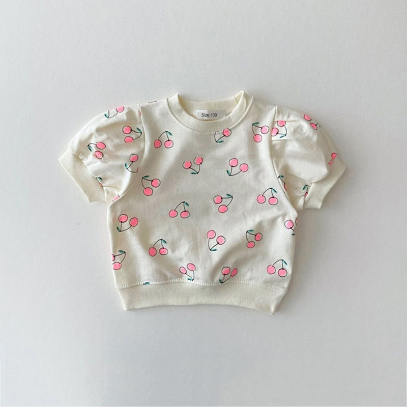 Fashion Girl Clothes Sets Summer Short Sleeve Sweatshirt Tops + Skirt 2Pcs for 1-5Y Kids Girl Clothing Sets Baby Clothes Outfits