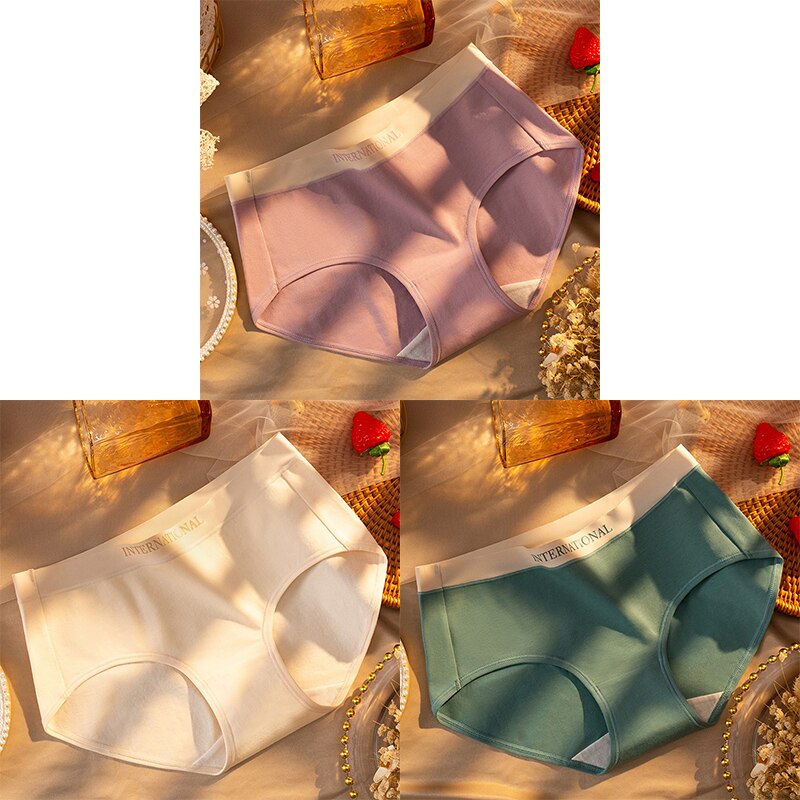 Women Cotton Panties Letter Large Size Briefs Antibacterial Underpants Female Lingerie Intimates Skin- Friendly Underwear