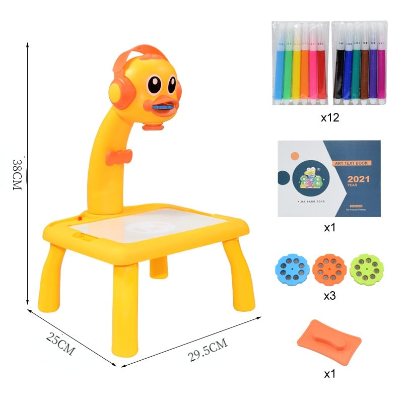 Children Led Projector Art Drawing Table Toys Kids Painting Board Desk Arts Crafts Educational Learning Paint Tools Toy for Girl