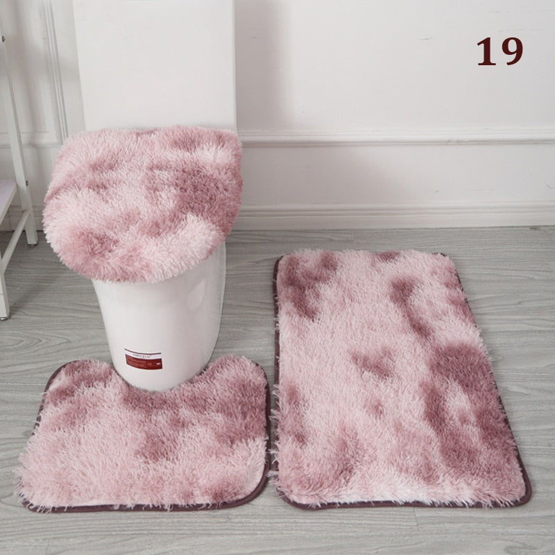 30Styles 3Pcs Plush Toilet Lid Cover Mat Set Anti Slip Anti-static Soft Bathroom Shower Carpets Wear-resistant Floor Rugs