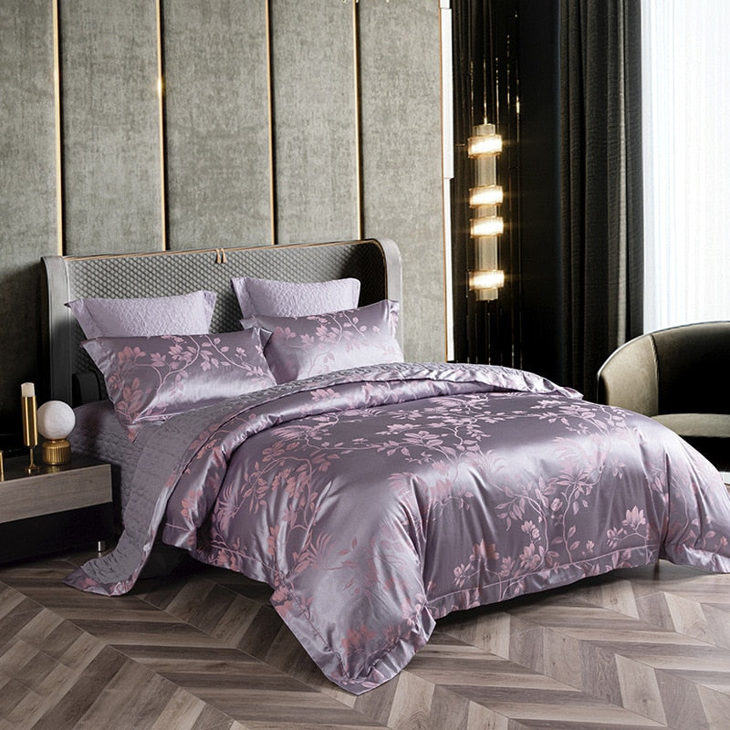 Deodar Luxury 4pcs European Jacquard Embroidery Pure Cotton Thickened Bedspread Wedding Room Bedding Quilt Cover Pillowcase