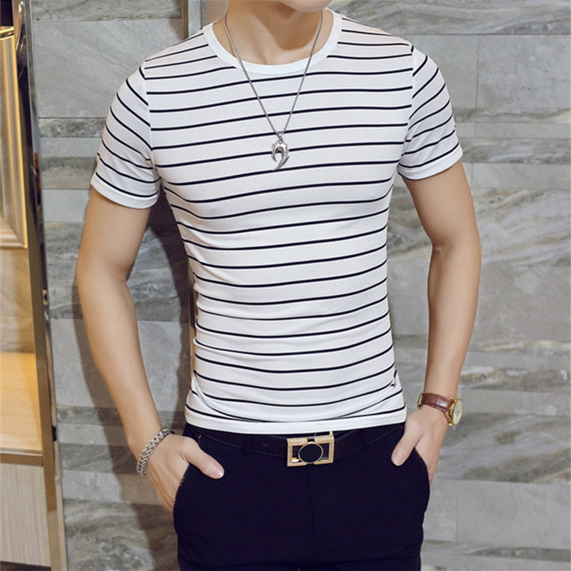 MRMT 2022 Brand New Men&#39;s Short-sleeved T-shirts For Male T-shirt Version Striped Round-collar Men T shirts Man Tops Tees
