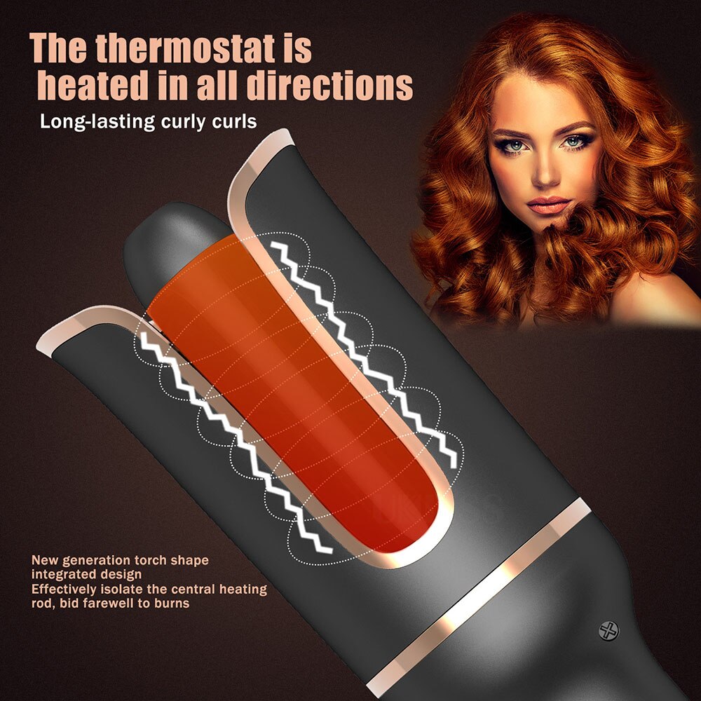 New Curling Iron with ICD Display Professional Digital Automatic Roller Machine Swiveling Head Hair Curler Tourmaline Ceramic