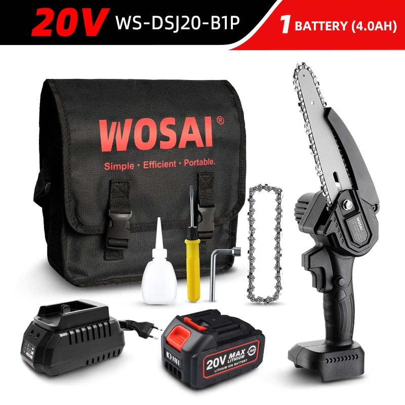 WOSAI 20V MT-Series 6 Inch Brushless chain saw Cordless Mini Handheld Pruning Saw Portable Woodworking Electric Saw Cutting Tool