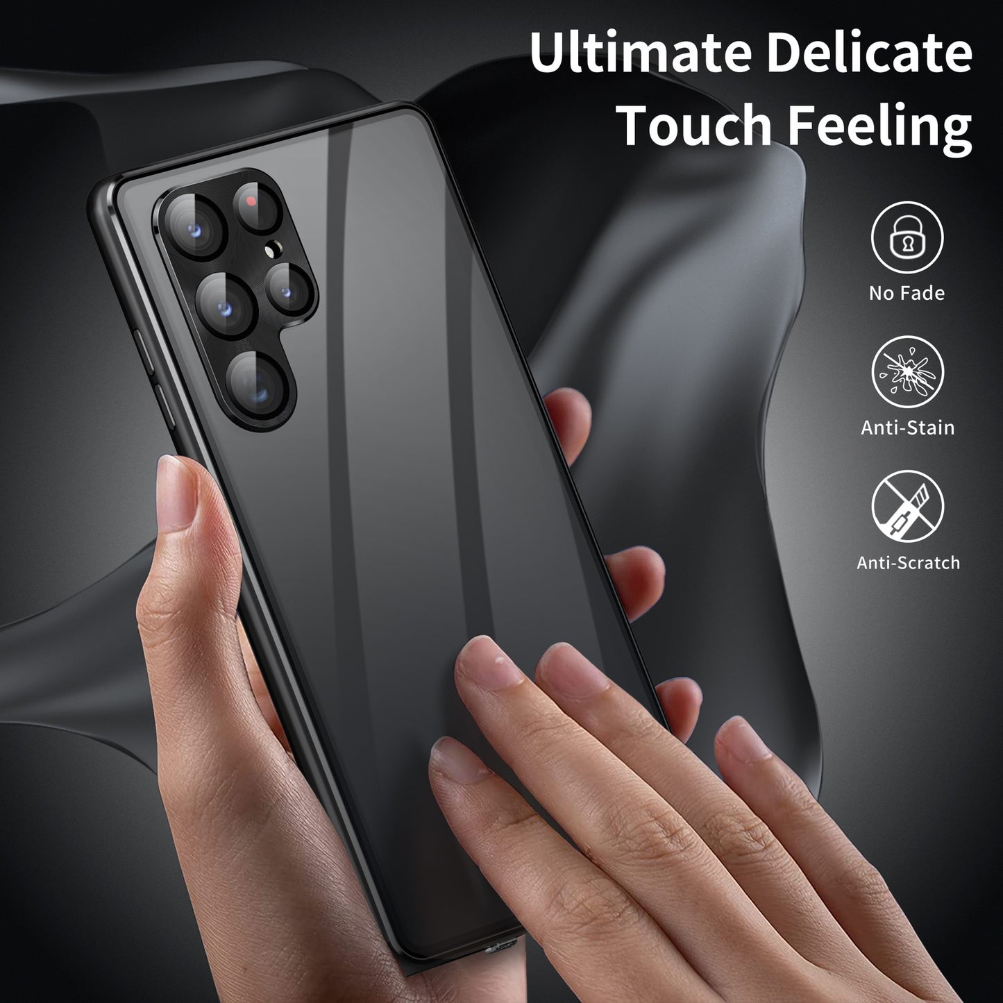 Metal Magnetic for Samsung Galaxy S23 Ultra Case with 360° Fully sealed Privacy screen glass HD Camera protection cover
