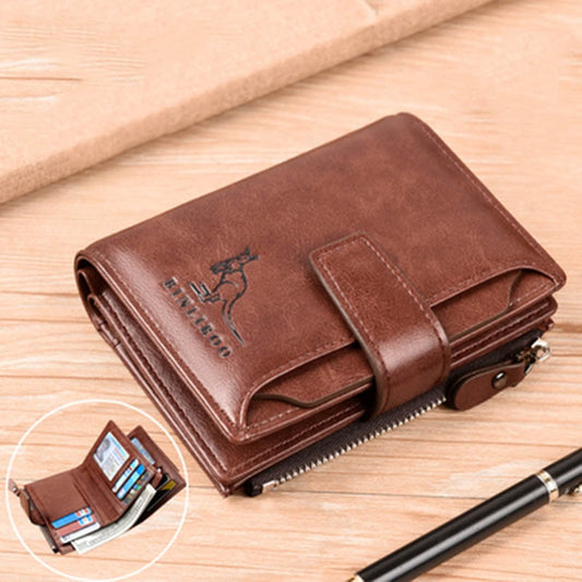 2021 Fashion Men's Coin Purse Wallet RFID Blocking Man Leather Wallet Zipper Business Card Holder ID Money Bag Wallet Male