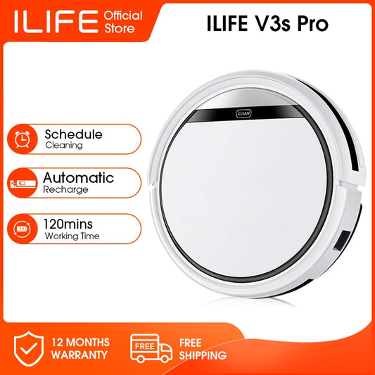 ILIFE V3s Pro Robot  ,Large Dust box,Automatic Recharge,Remote-control ,Intelligent Gyroscope Planning Path