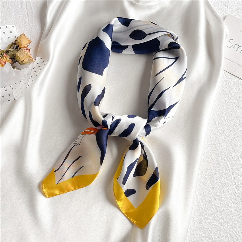 Design Silk Feeling Square Scarf Women Luxury 70cm Shawl Wraps Female Hair Hand  Wrist Foulard Headkerchief Hijab Bandana New