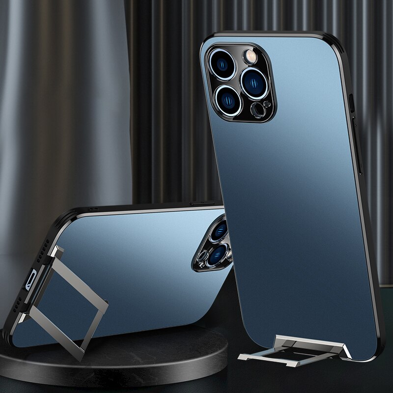 For iPhone 14 Pro Max Phone Case Metal Invisible Bracket Stand Back Cover For iPhone 13 Pro Max 14 Plus Magsafe Magnetic Case