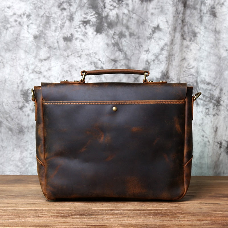 Retro Leather Men&#39;s Handbag Top Layer Leather Horizontal Computer Bag Crazy Horse Leather Men Casual Shoulder Messenger Bag NZPJ